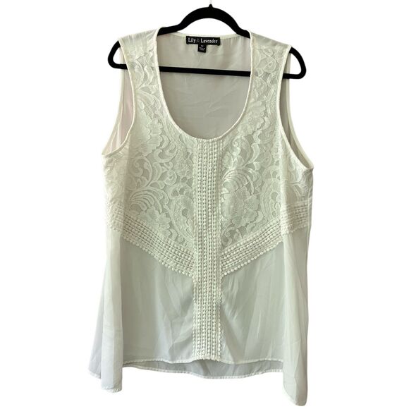 Lily & Lavender lace semi sheer sleeveless top - Picture 1 of 7